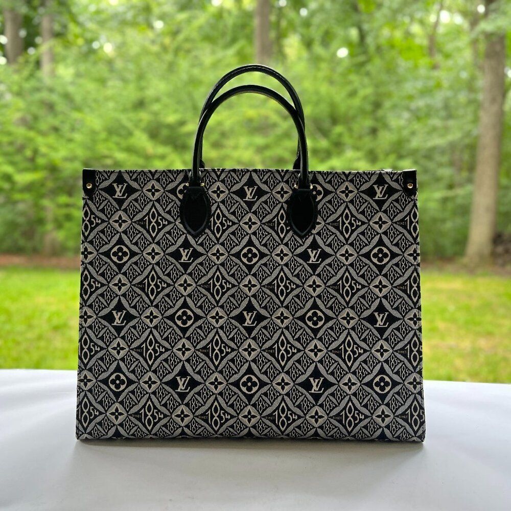 Louis Vuitton Jacquard Since 1854 Onthego GM Grey Tote Shoulder Handbag